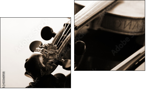 Violin and bow on dark background - Zweiteiliges Leinwandbild, Diptychon