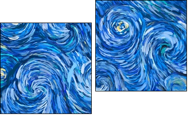 Abstract texture background. Digital painting in Vincent Van Gogh style artwork. Hand drawn artistic pattern. Modern art. Good for printed pictures, postcards, posters or wallpapers and textile print. - Zweiteiliges Leinwandbild, Diptychon