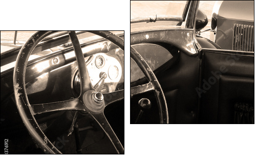 vintage car interior - Zweiteiliges Leinwandbild, Diptychon