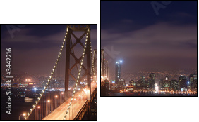 bay bridge and san francisco at night panorama - Zweiteiliges Leinwandbild, Diptychon