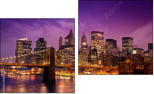 New York Manhattan Pont de Brooklyn - Zweiteiliges Leinwandbild, Diptychon