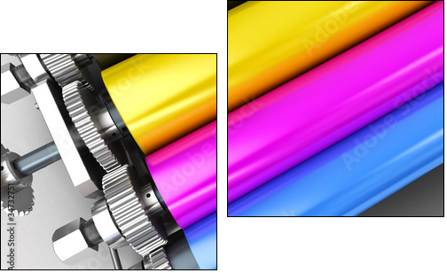 print machine - Zweiteiliges Leinwandbild, Diptychon