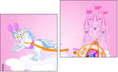 Sky carriage illustration - Zweiteiliges Leinwandbild, Diptychon