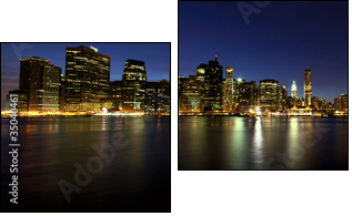 Lower Manhattan panorama at dusk, New York - Zweiteiliges Leinwandbild, Diptychon