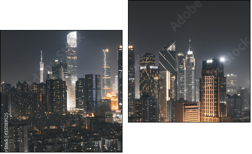 guangzhou city at night - Zweiteiliges Leinwandbild, Diptychon