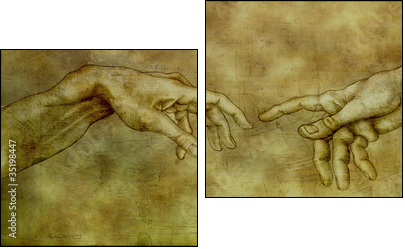 After Michelangelo - Adam and God - Zweiteiliges Leinwandbild, Diptychon