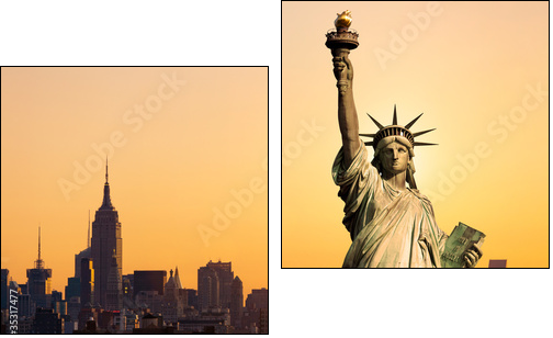 New York statue de la LibertÃ© - Zweiteiliges Leinwandbild, Diptychon