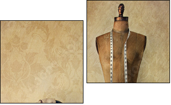 Antique dress form and chair with vintage feeling - Zweiteiliges Leinwandbild, Diptychon
