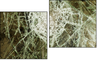 Glass cracked broken - Zweiteiliges Leinwandbild, Diptychon
