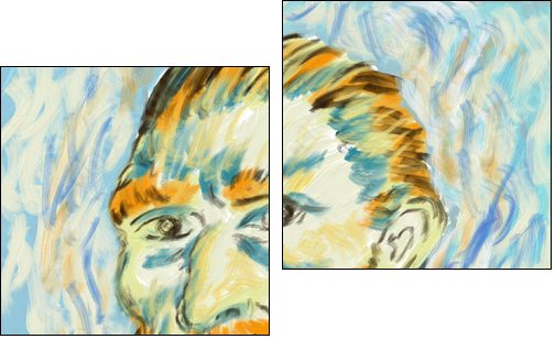 Cute Van Gogh Painting in Adobe Fresco - Zweiteiliges Leinwandbild, Diptychon