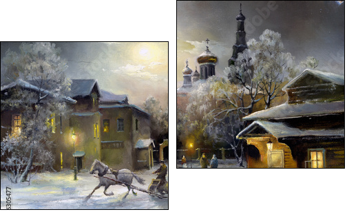 Rural landscape, oil on a canvas - Zweiteiliges Leinwandbild, Diptychon