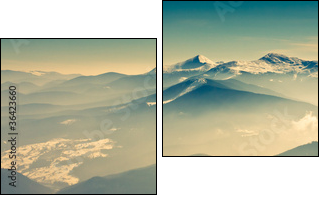 Scenic view of the winter mountains - Zweiteiliges Leinwandbild, Diptychon