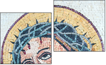 Antique Byzantine Christian mosaic portrait of Jesus Christ - Zweiteiliges Leinwandbild, Diptychon