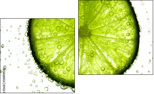 lime slice in water - Zweiteiliges Leinwandbild, Diptychon