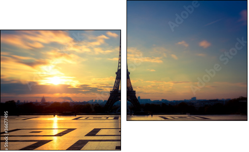 Tour Eiffel Paris France - Zweiteiliges Leinwandbild, Diptychon