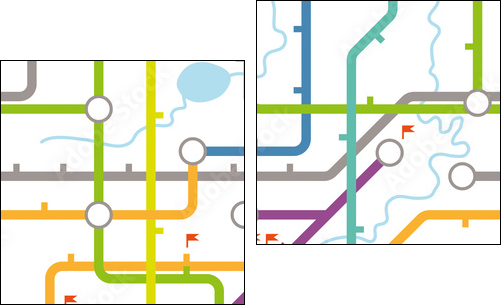 Subway map texture - Zweiteiliges Leinwandbild, Diptychon