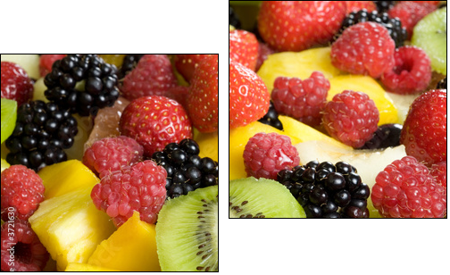 Delicious fruit salad served in a bowl - Zweiteiliges Leinwandbild, Diptychon