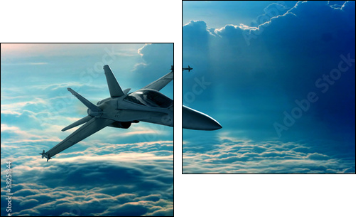 Fighter jet - Zweiteiliges Leinwandbild, Diptychon