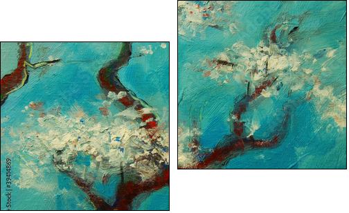 Arbre en fleurs - Zweiteiliges Leinwandbild, Diptychon
