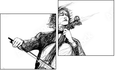 violoncellist - Zweiteiliges Leinwandbild, Diptychon