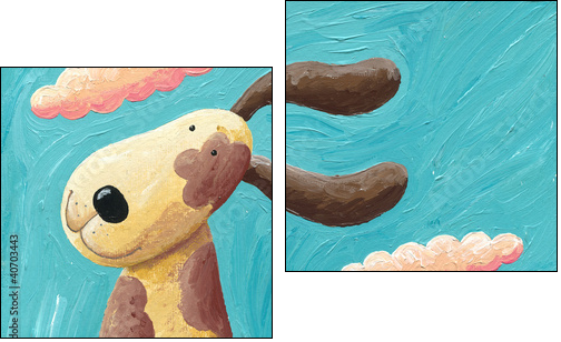 Cute dog in the wind - Zweiteiliges Leinwandbild, Diptychon