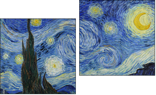 Vincent van Gogh, (1853-1890) The Starry Night, 1889, oil on canvas. Museum of Modern Art, New York City. - Zweiteiliges Leinwandbild, Diptychon