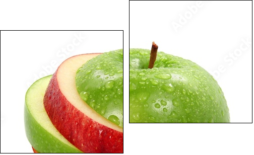 Apfelscheiben grÃ¼n rot - Zweiteiliges Leinwandbild, Diptychon