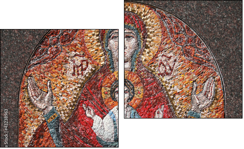 art mosaics icon of Virgin Mary and Jesus Christ - Zweiteiliges Leinwandbild, Diptychon