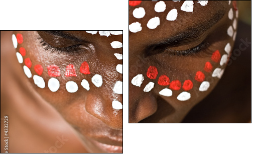 Tribal face - Zweiteiliges Leinwandbild, Diptychon