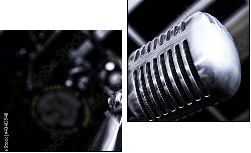 Retro Mikrofon - Zweiteiliges Leinwandbild, Diptychon