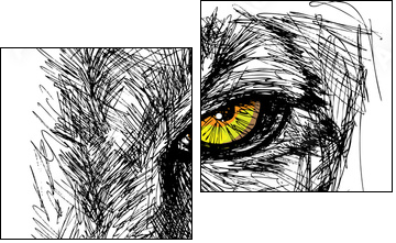 Hand drawn Sketch of a lion looking intently at the camera - Zweiteiliges Leinwandbild, Diptychon