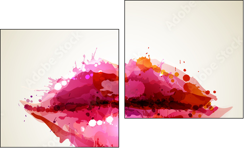 Beautiful womans lips formed by abstract blots - Zweiteiliges Leinwandbild, Diptychon