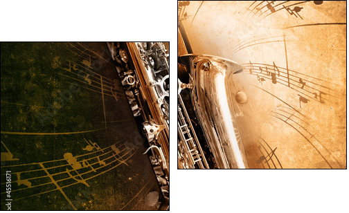 Old Saxophone with dirty background - Zweiteiliges Leinwandbild, Diptychon