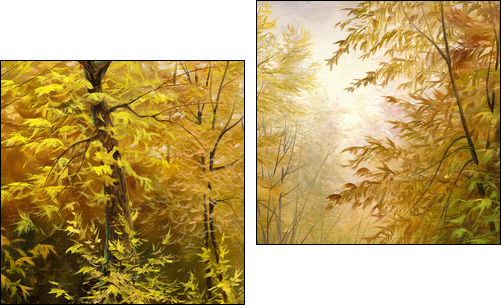 beautiful autumn landscape, canvas, oil - Zweiteiliges Leinwandbild, Diptychon