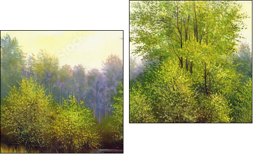 beautiful summer landscape, canvas, oil - Zweiteiliges Leinwandbild, Diptychon