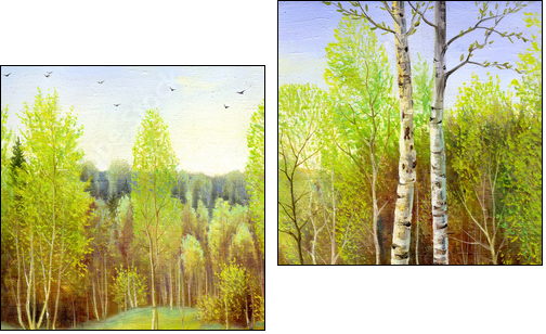 autumn landscape, canvas, oil - Zweiteiliges Leinwandbild, Diptychon