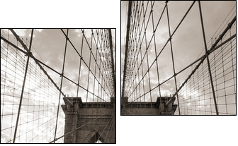 Brooklyn Bridge in New York City. Sepia tone. - Zweiteiliges Leinwandbild, Diptychon