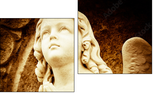 Praying angel in sepia shades - Zweiteiliges Leinwandbild, Diptychon