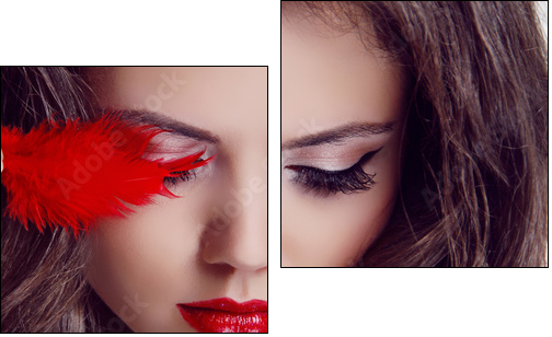 Fashion woman Beauty Portrait. Red Lips - Zweiteiliges Leinwandbild, Diptychon
