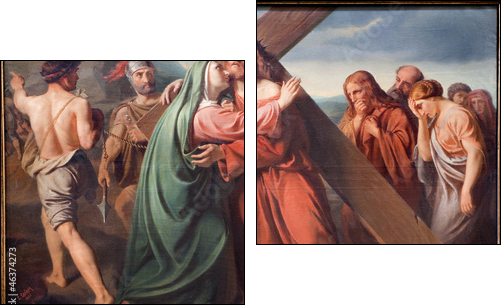 Brussels - Jesus under cross and Mary - Zweiteiliges Leinwandbild, Diptychon