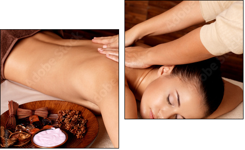Woman having massage in the spa salon - Zweiteiliges Leinwandbild, Diptychon
