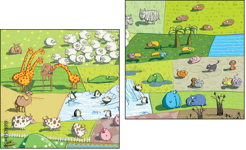 ZOO Landscape - Zweiteiliges Leinwandbild, Diptychon