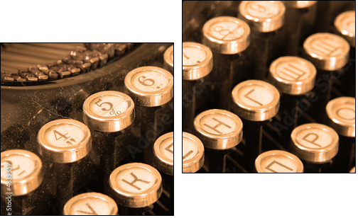 Keyboard of vintage typewriter sepia - Zweiteiliges Leinwandbild, Diptychon