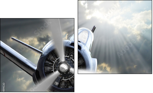 The Fighter. Retro technology theme. - Zweiteiliges Leinwandbild, Diptychon