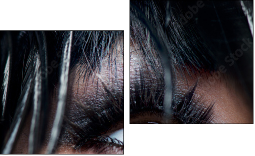 Smokey Eyes Make-up close-up. Black Eyeshadow - Zweiteiliges Leinwandbild, Diptychon