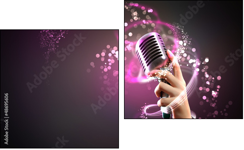 audio microphone retro style - Zweiteiliges Leinwandbild, Diptychon