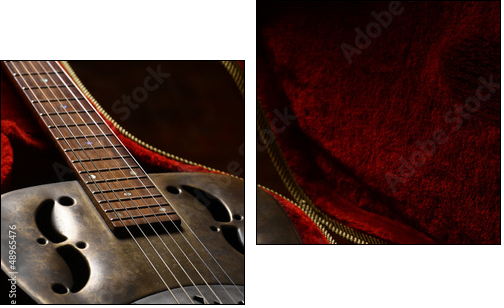 Vintage guitar in case - Zweiteiliges Leinwandbild, Diptychon