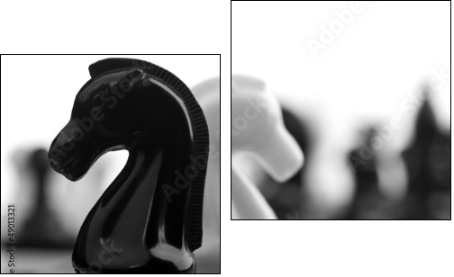 black and white knights - Zweiteiliges Leinwandbild, Diptychon