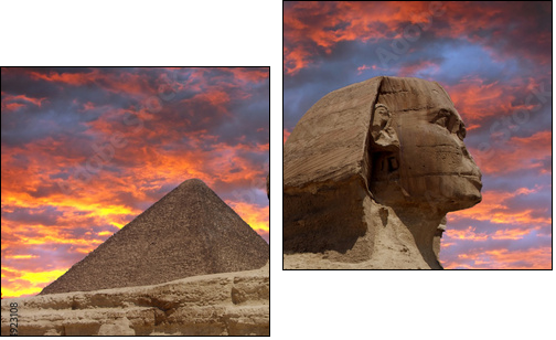 Pyramid and Sphinx at Giza, Cairo - Zweiteiliges Leinwandbild, Diptychon