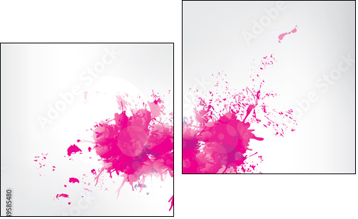 Colored paint splashes  on abstract background - Zweiteiliges Leinwandbild, Diptychon